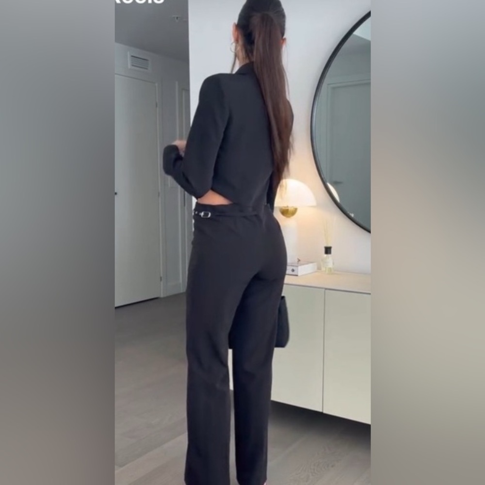 ZARA ~ BLACK CUT-OUT FULL LENGTH JUMPSUIT BLAZER - Picture 14 of 15